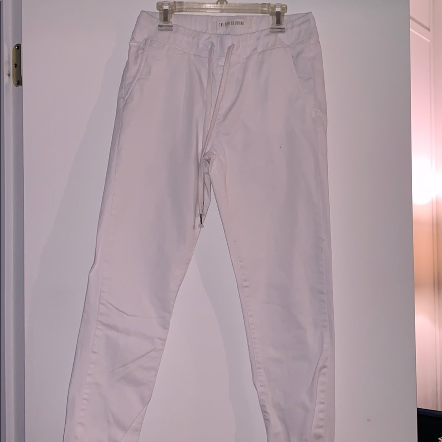 White Cropped Cuffed Pants